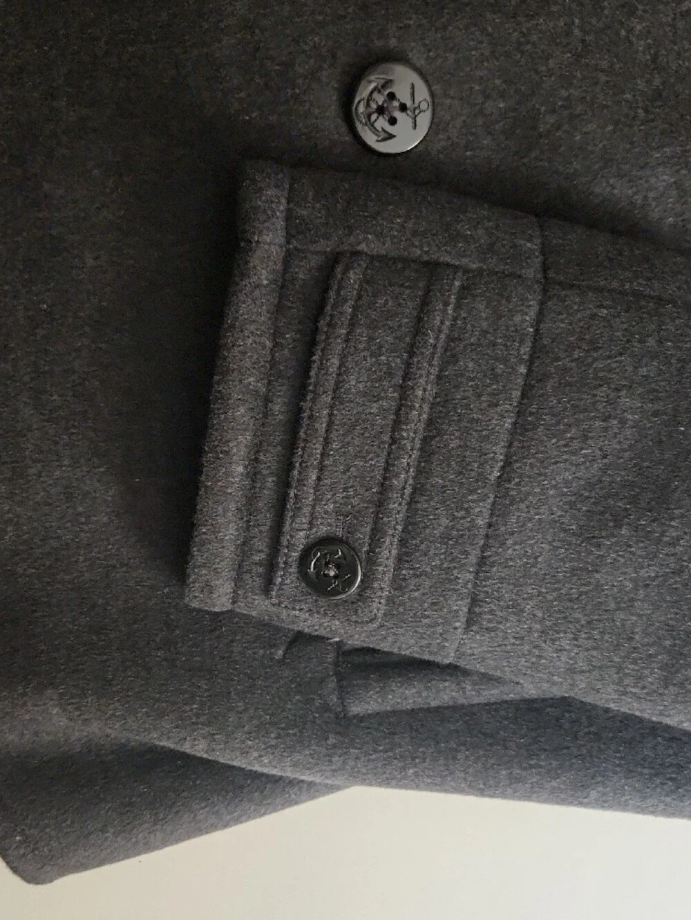 Lands' End Men's XL Charcoal Gray Wool Pea Coat